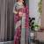 Purple Color digital floral prints And Zari Woven Work linen Saree