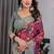 Purple Color digital floral prints And Zari Woven Work linen Saree