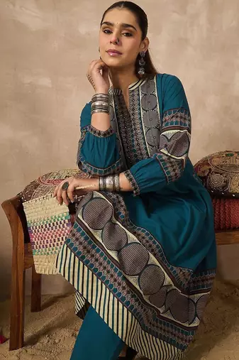 Women Printed Regular Pure Cotton Kurta with Trousers
