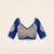 Royal blue silk blend embroidered blouse