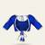 Royal blue silk blend embroidered blouse