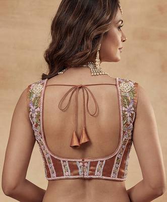 Women's Rust Tissue Moti with Embroidered Lehenga Choli with Dupatta 3