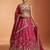 Pink Tissue Sequience Thread Embroidered Semi-Stitched Lehenga