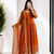 Orange Full Flared Heavy Sequence Work Anarkali Gown with Pant and Dupatta