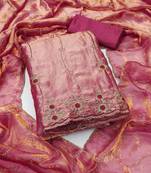 pink fancy fendy silk blend unstitched dress material 