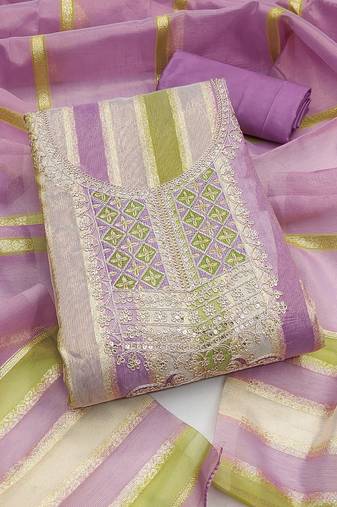 multicolor weaved shimmer unstitched dress material 