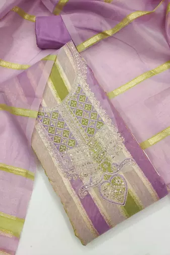 multicolor weaved shimmer unstitched dress material 