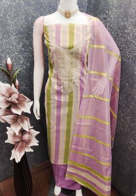 multicolor weaved shimmer unstitched dress material  4