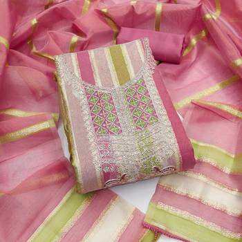 multicolor weaved shimmer unstitched dress material  1