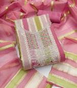 multicolor weaved shimmer unstitched dress material 