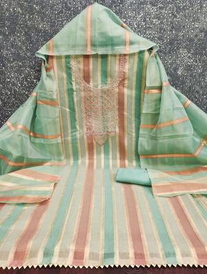 multicolor weaved shimmer unstitched dress material  2