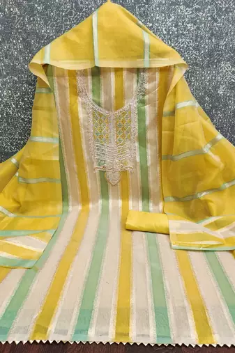 multicolor weaved shimmer unstitched dress material 