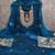 teal blue embroidered vichitra silk unstitched dress material 
