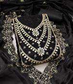 black embroidered jimmi choo silk blend unstitched dress material 
