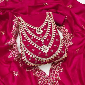 pink embroidered jimmi choo silk blend unstitched dress material  1