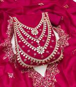 pink embroidered jimmi choo silk blend unstitched dress material 