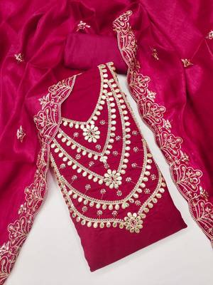 pink embroidered jimmi choo silk blend unstitched dress material  3