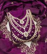 purple embroidered jimmi choo silk blend unstitched dress material 