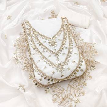 white embroidered jimmi choo silk blend unstitched dress material  1