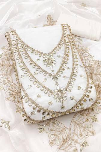 white embroidered jimmi choo silk blend unstitched dress material 