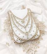 white embroidered jimmi choo silk blend unstitched dress material 