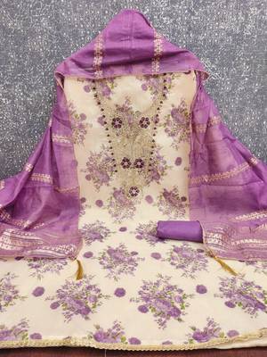 multicolor printed shimmer unstitched dress material  2