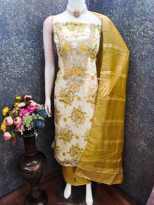multicolor printed shimmer unstitched dress material  4