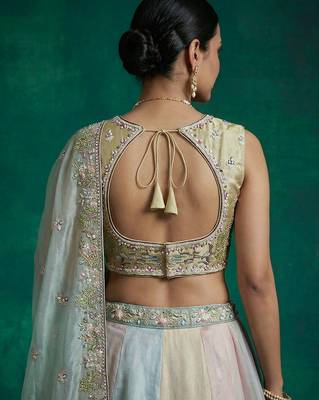 Women's Multi-Color Organza Embroidered Lehenga Choli with Dupatta 3