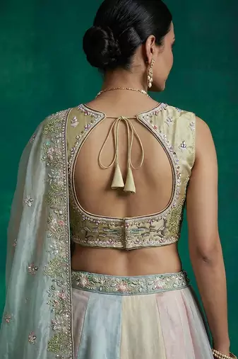 Women's Multi-Color Organza Embroidered Lehenga Choli with Dupatta