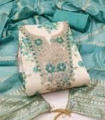 multicolor printed shimmer unstitched dress material 