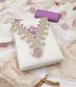 off white weaved mal chanderi unstitched dress material 