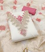 off white weaved mal chanderi unstitched dress material 