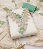 off white weaved mal chanderi unstitched dress material 