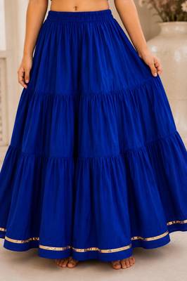 Royal blue cotton embroidered  mirror work kids lehenga choli 3