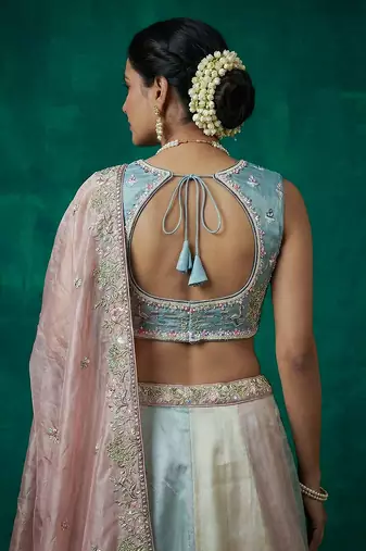 Women's Multi-Color Organza Embroidered Lehenga Choli with Dupatta