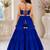Royal blue cotton embroidered  mirror work kids lehenga choli