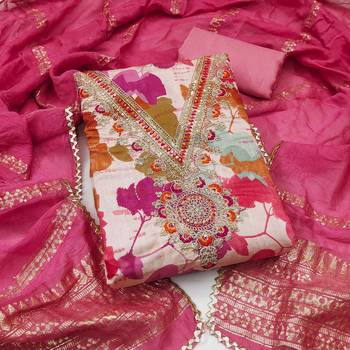 multicolor printed roman unstitched dress material  1