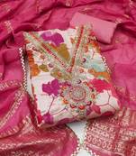 multicolor printed roman unstitched dress material 
