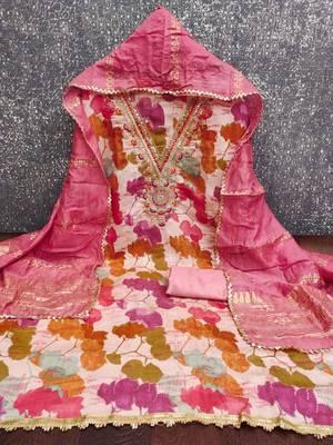 multicolor printed roman unstitched dress material  2