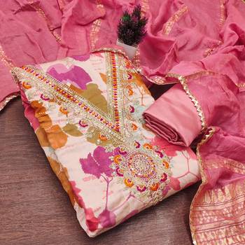 multicolor printed roman unstitched dress material  3