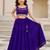 Purple cotton embroidered  mirror work kids lehenga choli
