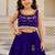 Purple cotton embroidered  mirror work kids lehenga choli