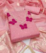 pink fancy kasa silk unstitched dress material 