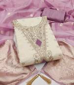 off white weaved shimmer butti unstitched dress material 