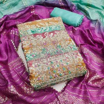 multicolor printed roman unstitched dress material  1