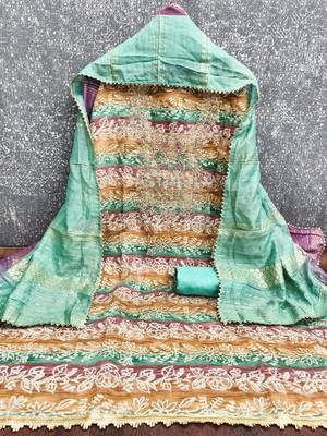 multicolor printed roman unstitched dress material  2
