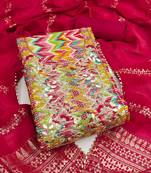 multicolor printed roman unstitched dress material 