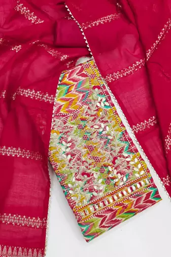multicolor printed roman unstitched dress material 