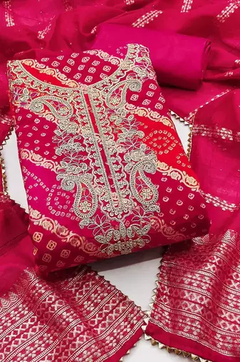 pink printed roman unstitched dress material 