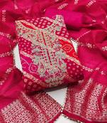 pink printed roman unstitched dress material 